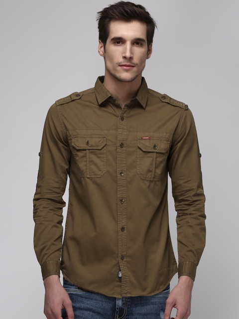 

Ecko Unltd Men Khaki Slim Fit Solid Casual Shirt