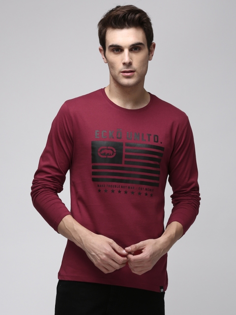 

Ecko Unltd Men Maroon Printed Round Neck T-shirt