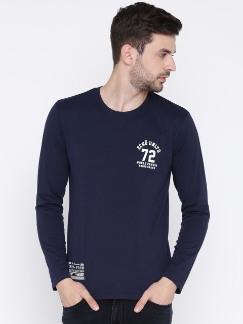 

Ecko Unltd Men Navy Solid Round Neck T-shirt, Navy blue