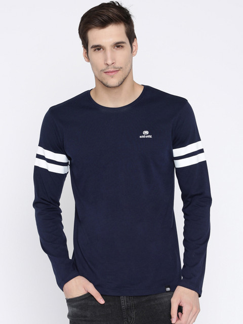 

Ecko Unltd Men Navy Printed Round Neck T-shirt, Navy blue