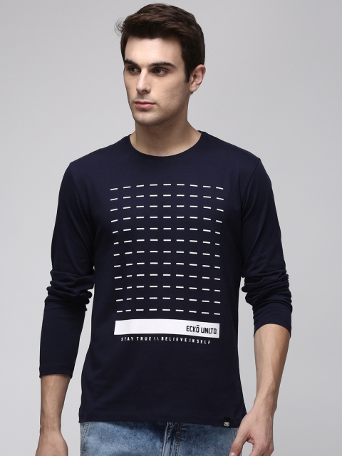 

Ecko Unltd Men Navy Blue Printed Round Neck T-Shirt