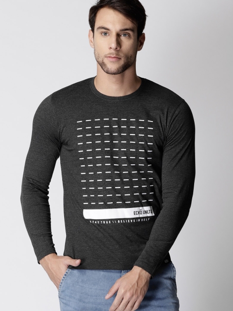 

Ecko Unltd Men Charcoal Printed Round Neck T-shirt