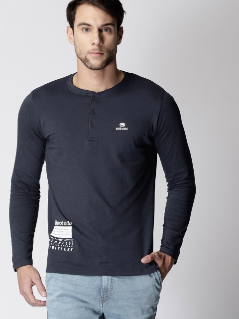 

Ecko Unltd Men Navy Printed Henley T-shirt, Navy blue