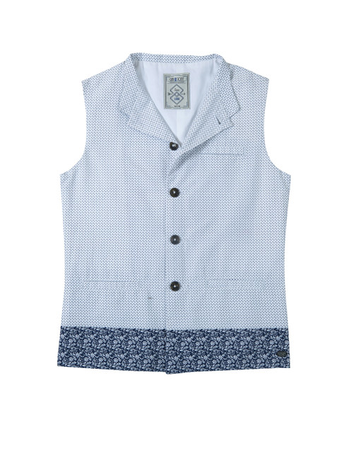 

Gini and Jony Boys White & Blue Printed Tailored Jacket