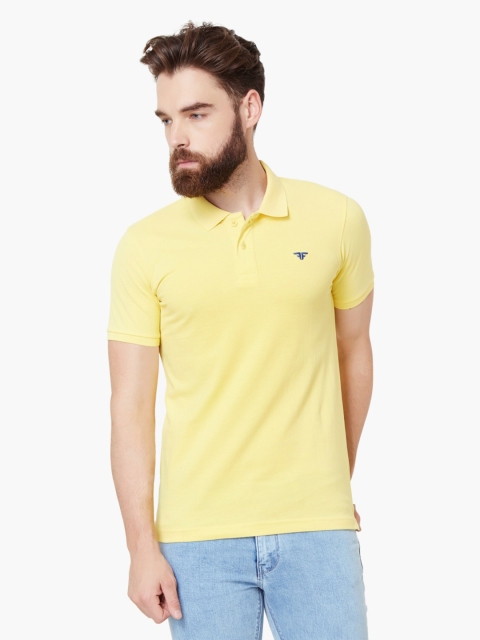 

Fame Forever by Lifestyle Men Yellow Solid Polo Collar T-shirt