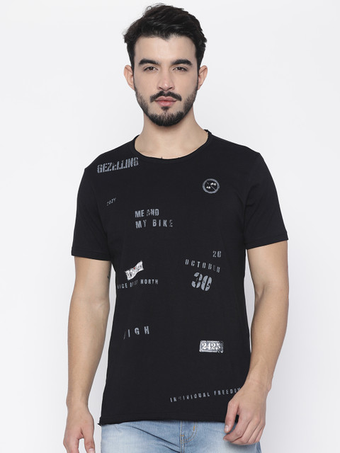 

Forca by Lifestyle Men Black Printed Round Neck T-shirt