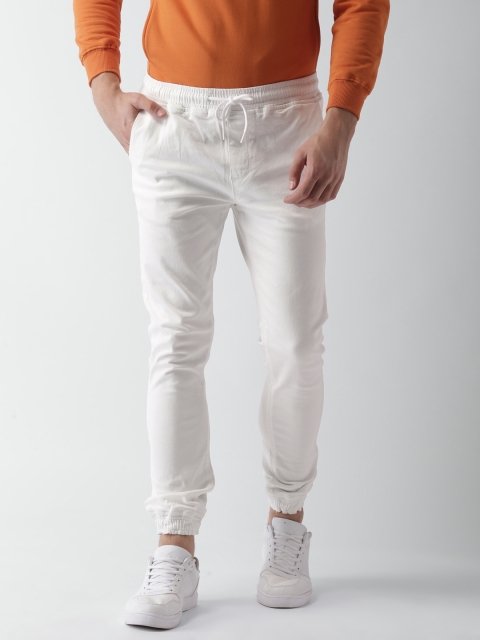 

Mast & Harbour Men White Regular Fit Mid-Rise Clean Look Stretchable Joggers