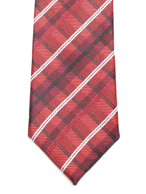 

INVICTUS Rust Brown & White Checked Broad Tie