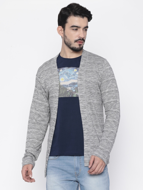 

Forca by Lifestyle Men Grey Melange Self Design Front-Open Sweater