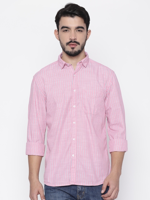 

CODE by Lifestyle Men Pink & White Smart Regular Fit Striped Casual Shirt