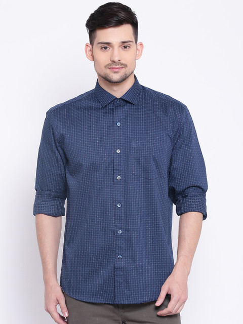 

CODE by Lifestyle Men Navy Blue Regular Fit Self-Design Casual Shirt