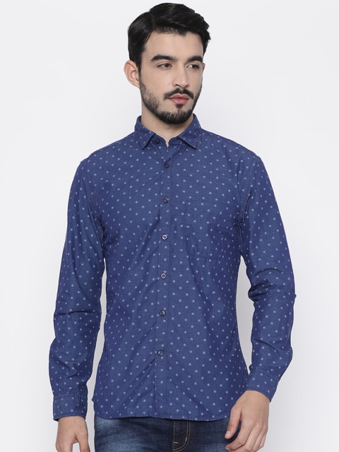 

CODE by Lifestyle Men Navy Slim Fit Printed Casual Shirt, Navy blue