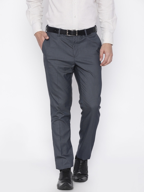 

CODE by Lifestyle Men Blue Super Slim Fit Solid Formal Trousers
