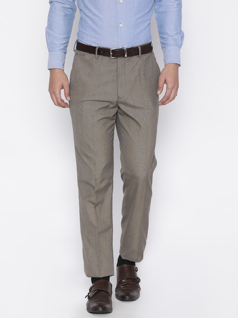 

CODE by Lifestyle Men Brown Regular Fit Solid Formal Trousers