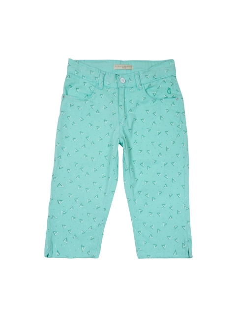 

Gini & Jony Girls Sea Green Printed Capris