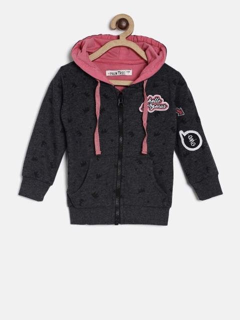 

Palm Tree Girls Charcoal Printed Hooded Sweatshirt