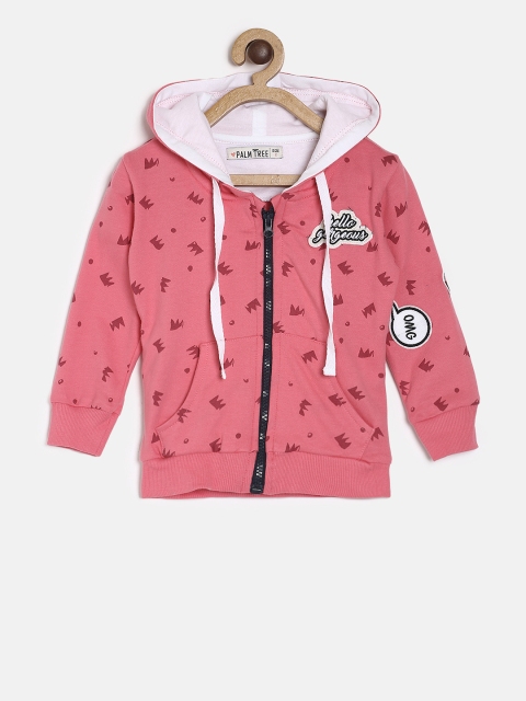 

Palm Tree by Gini & Jony Girls Pink Printed Hooded Sweatshirt