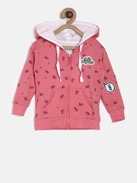 

Palm Tree by Gini & Jony Girls Pink Printed Hooded Sweatshirt