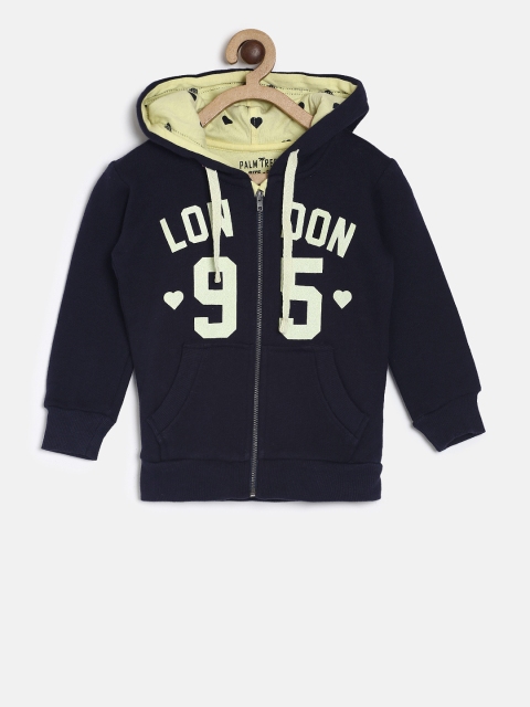 

Palm Tree by Gini & Jony Girls Navy Blue Printed Hooded Sweatshirt