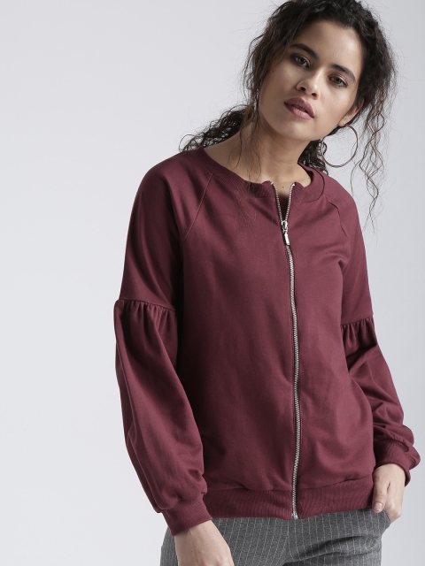 

Chemistry Women Burgundy Solid Sweatshirt