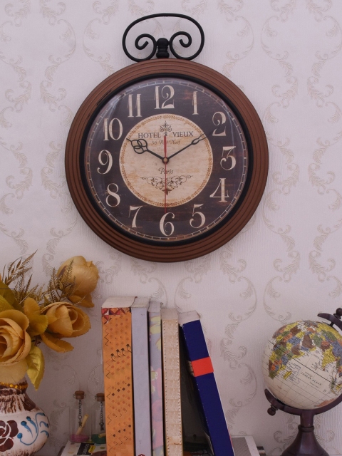 

Home Sparkle Brown Dial Analogue 38 cm x 30 cm Wall Clock, Beige