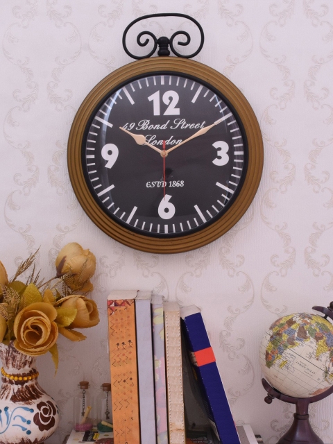 

Home Sparkle Black Dial Analogue 38 cm x 30 cm Wall Clock, Brown
