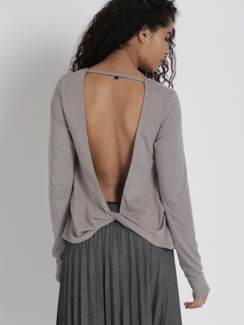 

Chemistry Women Grey Melange Solid Styled Back Top