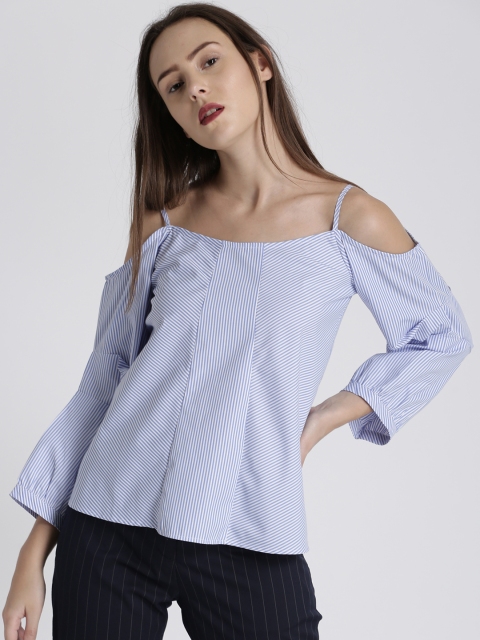 

Chemistry Women Blue & White Striped High-Low Top