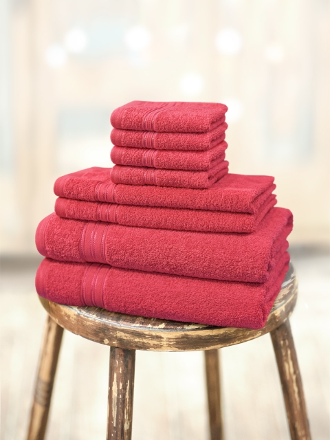 

swiss republic Set of 8 Cotton 450 GSM Towels, Maroon
