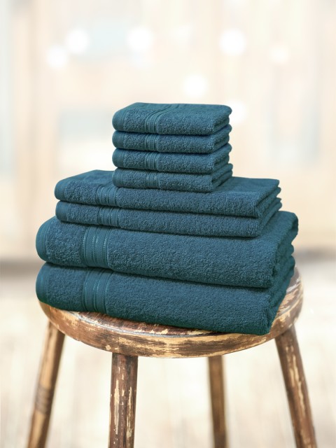 

swiss republic Set of 8 Cotton 450 GSM Towels, Navy blue