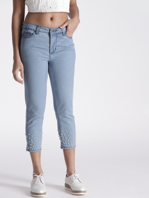 

Chemistry Women Blue Skinny Fit Mid-Rise Clean Look Stretchable Cropped Jeans