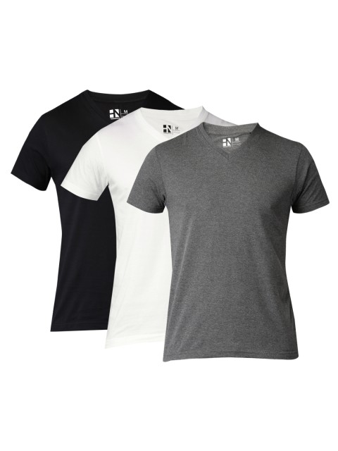

HERENOW Pack of 3 Pure Cotton T-shirts, Black