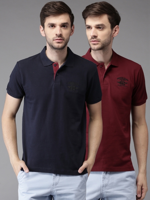 

HERE&NOW Men Pack of 2 Polo Collar T-shirt, Navy blue