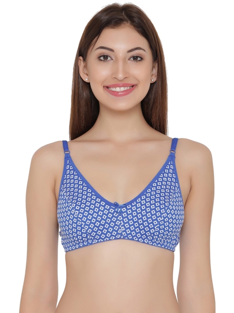 

Clovia Blue Printed Non-Wired Non-Padded Everyday Bra BR0652A08