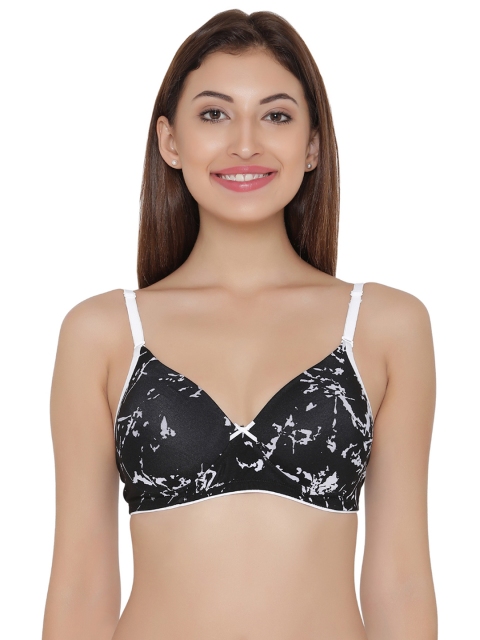 

Clovia Non-Wired Printed Multiway T-Shirt Bra, Black