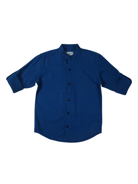 Gini and Jony Boys Blue Regular Fit Self Design Casual Shirt