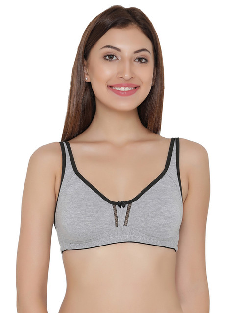 

Clovia Cotton Rich Non-Padded Non-Wired Double Layered Full Cup Bra, Grey