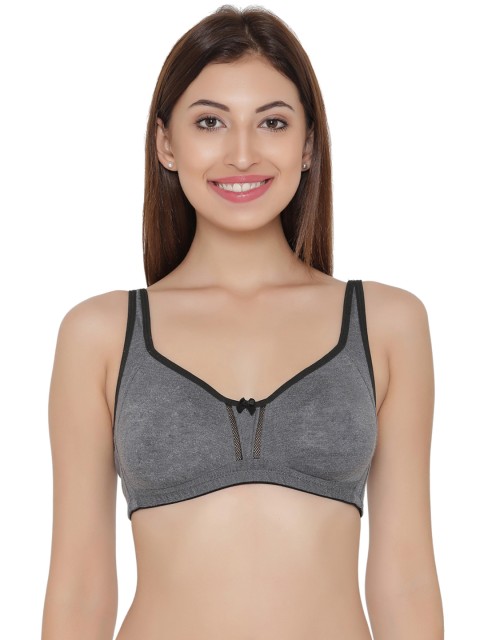 

Clovia Cotton Rich Non-Padded Non-Wired Double Layered Full Cup Bra, Grey
