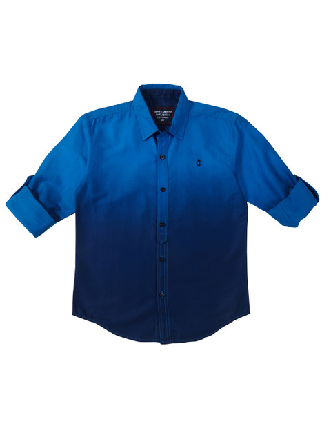 

Gini and Jony Boys Blue Regular Fit Ombre-Dyed Casual Shirt