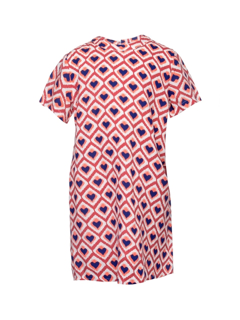

Oxolloxo Girls Peach & Navy Blue Printed A-Line Dress