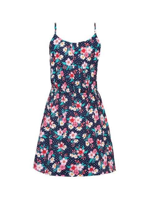 

Oxolloxo Girls Navy Blue Printed A-Line Dress