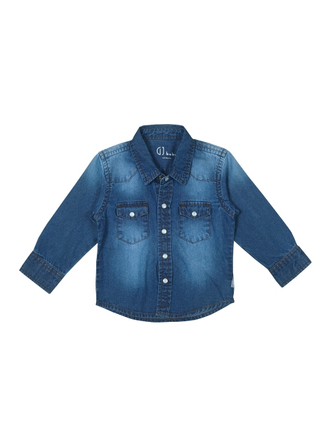 

Gini and Jony Boys Blue Regular Fit Solid Casual Shirt