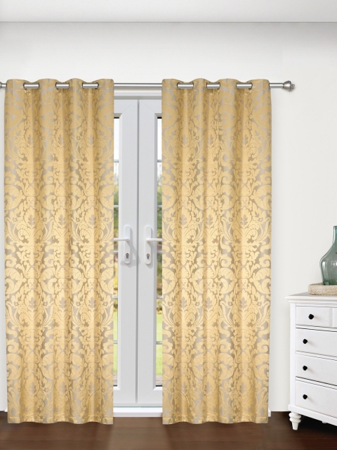 

S9home by Seasons Gold-Toned Set of 2 Printed Room Darkening Door Curtains