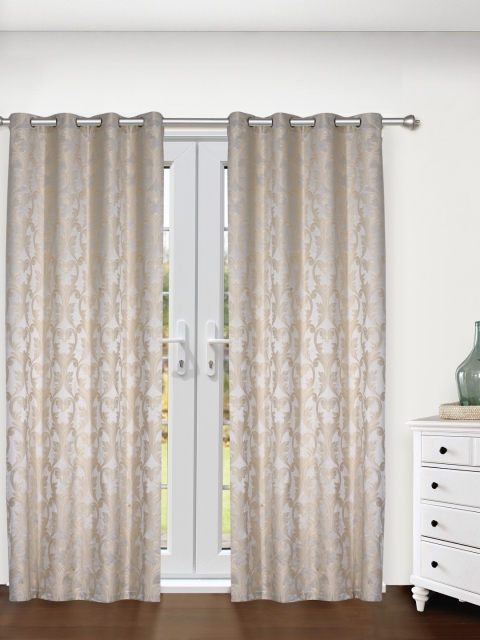 

S9home by Seasons Off-White Set of 2 Printed Room Darkening Door Curtains