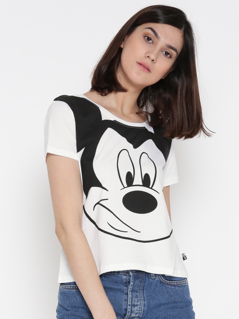 

Kook N Keech Disney Women White Printed Round Neck Pure Cotton T-shirt
