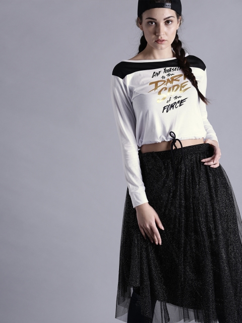 

Kook N Keech Star Wars Women White Printed Round Neck Crop T-shirt