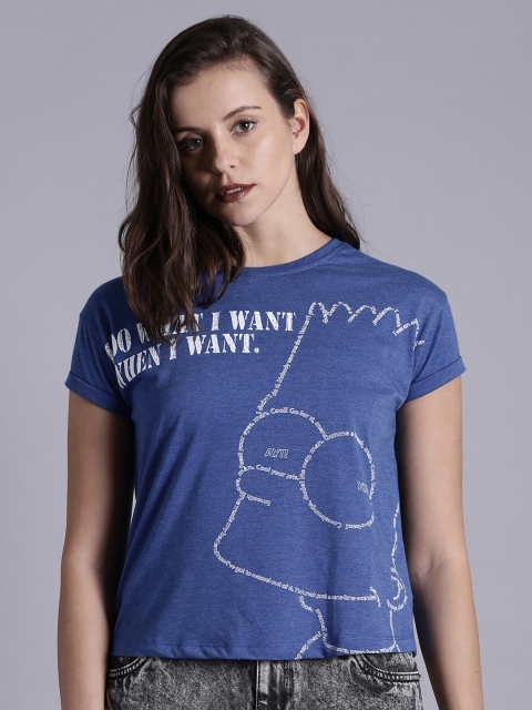 

The Simpsons Women Blue Printed Round Neck T-shirt