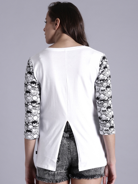 

Kook N Keech Marvel Women White & Black Printed Styled Back Top