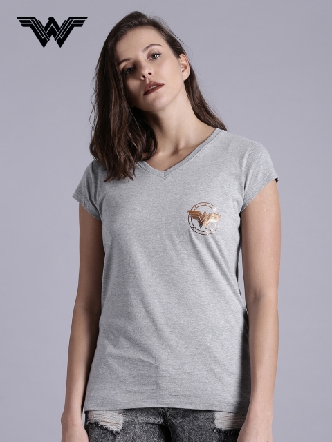 

Wonder Woman Grey Solid V-Neck T-shirt