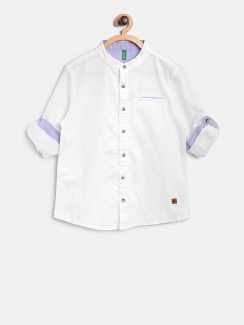 

United Colors of Benetton Boys White Self Design Casual Shirt